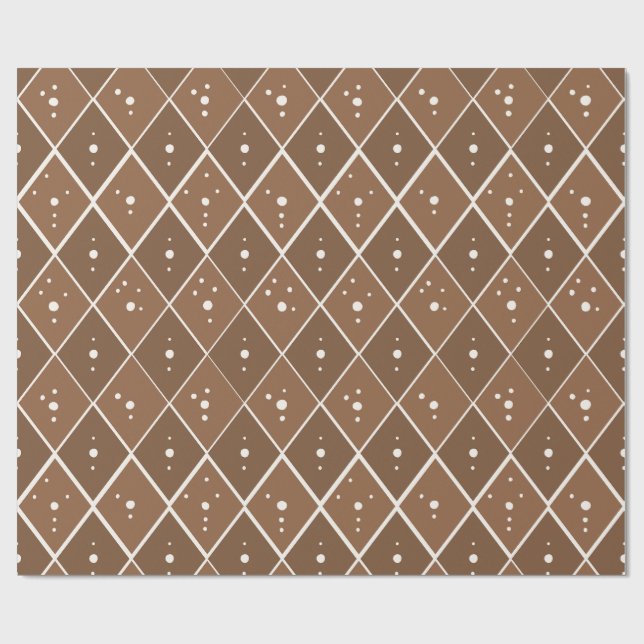 Papel De Presente Marrom Taupe Diamante Moderno Escandinavo (Aberto)