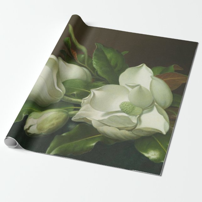Papel De Presente Martin Johnson Heade - Magnolias (Desenrolado)