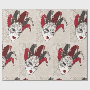 Papel De Presente Máscara de Bobo da Cara de Mardi Gras Carnaval Ven