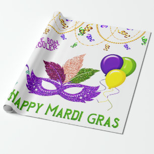 Papel De Presente Máscara de Miçangas de Celebração de Mardi Gras Fe