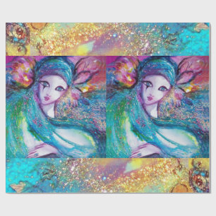 Papel De Presente MÁSCARA máscaras AZUIS/Venetian do mascarada