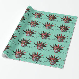 Papel De Presente MÁSCARA NEGRA DE JESTER VERMELHO, Mascarada, Fest