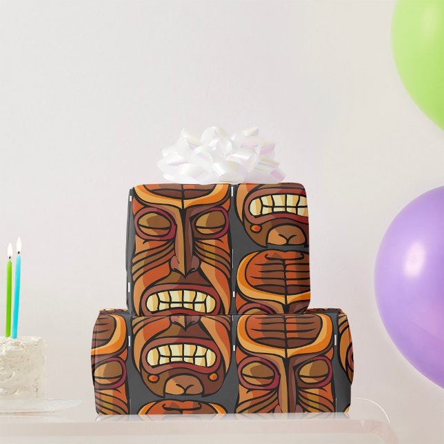 Papel De Presente Máscara Tiki Tribal Estilo Polinésio (Criador carregado)