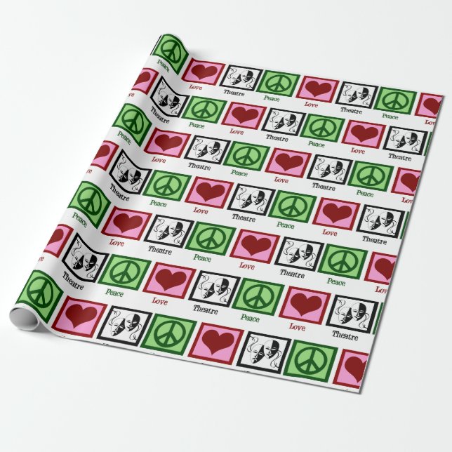 Papel De Presente Máscaras de Drama de Paz e Teatro (Desenrolado)