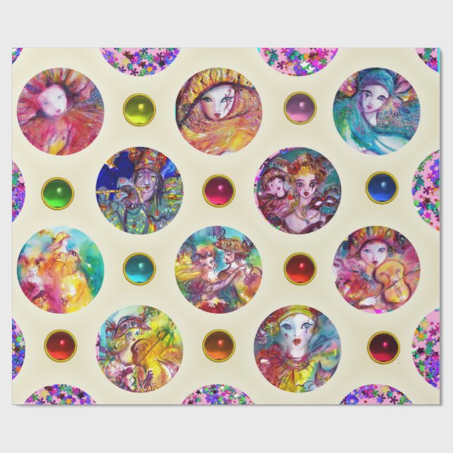 PAPEL DE PRESENTE MÁSCARAS DE MASCARADA DE MÁSCARAS MARDI VENETINA (Aberto)