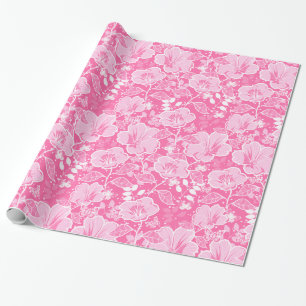 Papel De Presente Máscaras tropicais do hibiscus & das borboletas d