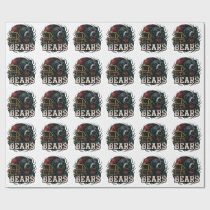 Papel De Presente Mascote de Urso de Futebol Bravo Capacete Vermelho