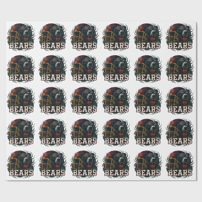 Papel De Presente Mascote de Urso de Futebol Bravo Capacete Vermelho (Aberto)