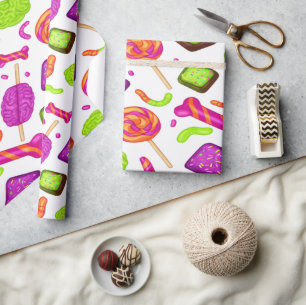 Papel De Presente Mashup de Zumbi de Doces Assustadores para o Hallo