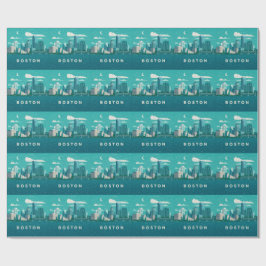 Papel De Presente Massachusetts Night Cityscape | Boston City