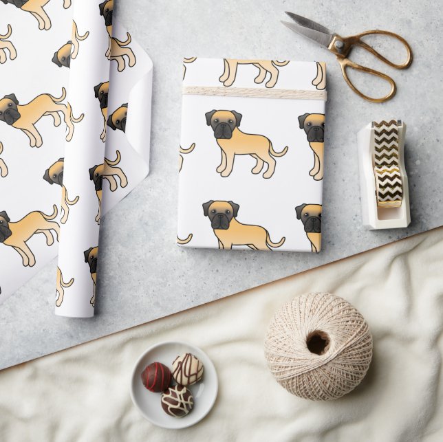 Papel De Presente Mastim Inglês Bege Padrão de Cachorro de Desenho A (Artesanato)