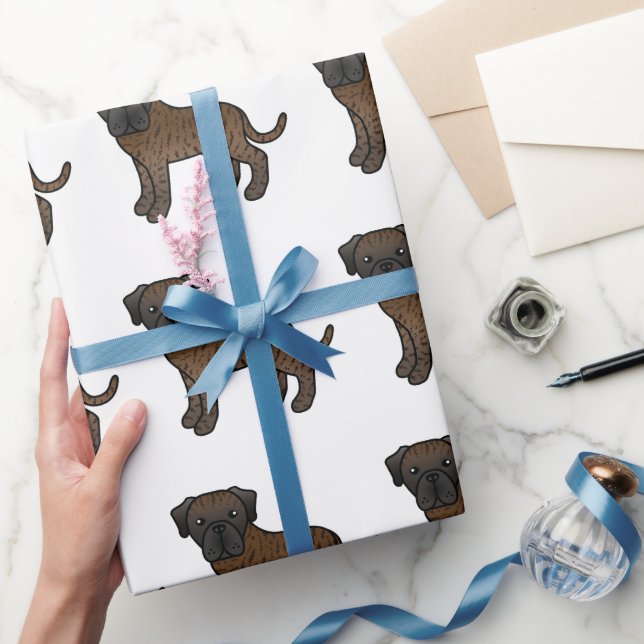 Papel De Presente Mastim Inglês Listrado Padrão de Cachorro de Desen (Presentear)