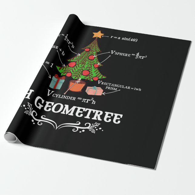 Papel De Presente Math Geometry Christmas Tree Geometree Teacher (Desenrolado)