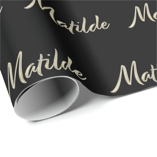 Papel De Presente Matilde white gold Handwriting Geschenkpapier (Ponta do rolo)
