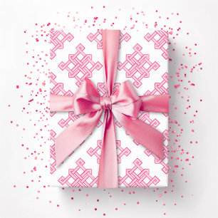 Papel De Presente Matiz do Nó Infinito de Diamante em Rosa