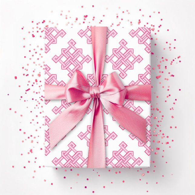 Papel De Presente Matiz do Nó Infinito de Diamante em Rosa (Criador carregado)