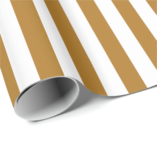 Papel De Presente Matte Dourado/White Stripe (Ponta do rolo)