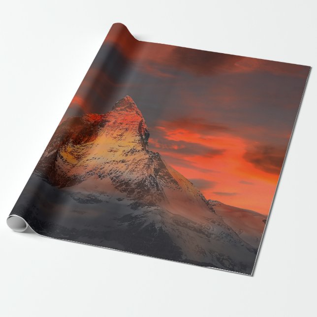 Papel De Presente Matterhorn alpino ínico em Sunset (Desenrolado)