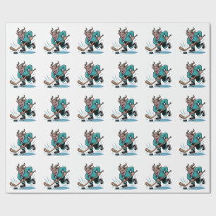 Papel De Presente Mau Krampus Jogando Hóquei No Gelo