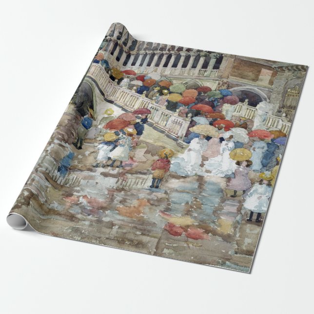 Papel De Presente Maurice Brasil Prendergast Umbrellas na chuva (Desenrolado)