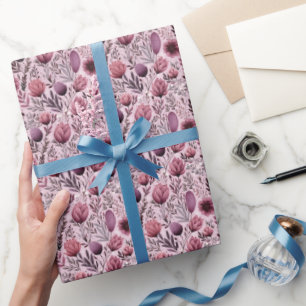 Papel De Presente Mauve Floral Meadow Spring Flowers Gift Wrap