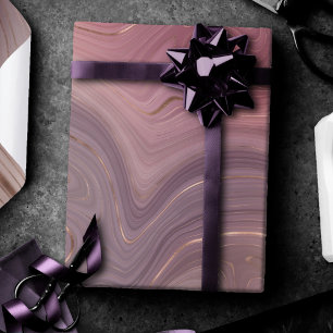 Papel De Presente Mauve Strata Cinza-rosa poeirento e agato Dourad