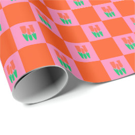 Papel De Presente Maximalismo Aniversário Colorido Verificado Floral