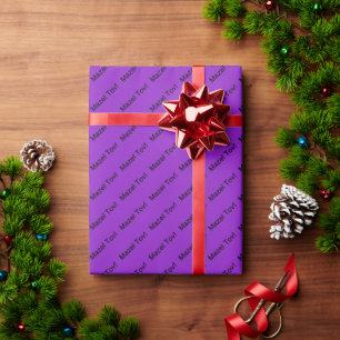Papel De Presente Mazel Tov preto! (Parabéns) no Roxo