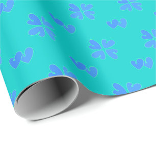 Papel De Presente Mazipoodles Blue Hearts On Turquoise