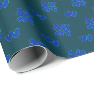 Papel De Presente Mazipoodles Corações Azuis Em Teal Escuro