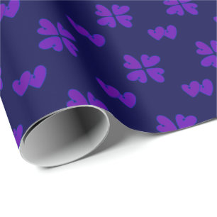 Papel De Presente Mazipoodles Purple Hearts On Indigo