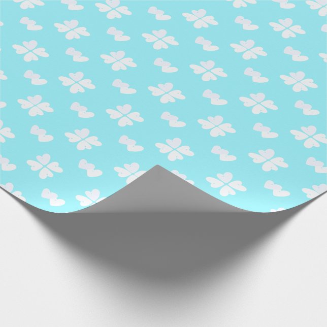 Papel De Presente Mazipoodles White Hearts On Turquoise Blue (Ponta)
