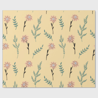 Papel De Presente Meadow Blooms: Minimalist Botanical Pattern