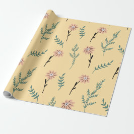 Papel De Presente Meadow Blooms: Minimalist Botanical Pattern