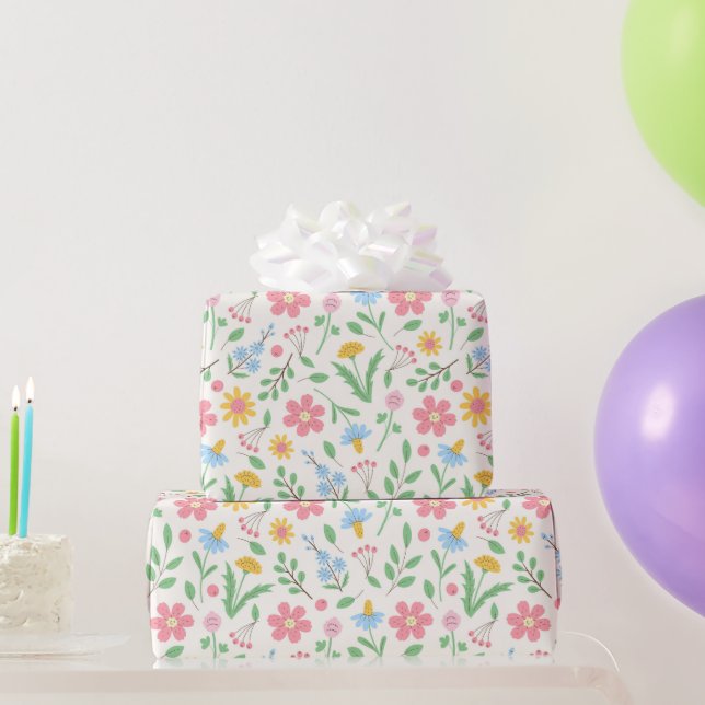 Papel De Presente Meadow Wildflower Pattern (Presentes para festas)