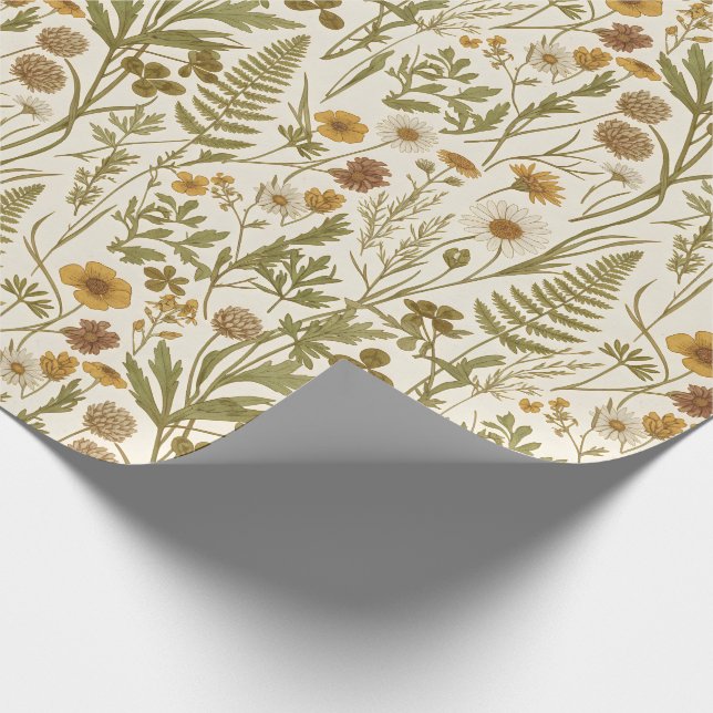 Papel De Presente Meadowcore Botanical Illustrations Flowers Grasses (Ponta)