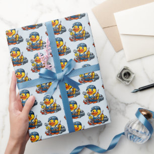 Papel De Presente Mecânico Pato de Borracha