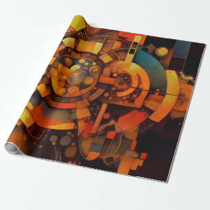 Papel De Presente Mecanismo Solar Steampunk Abstrato