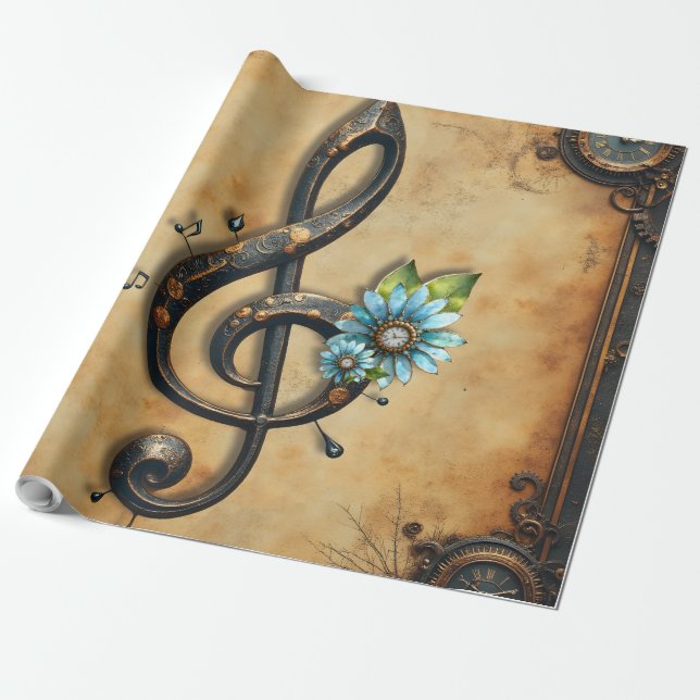 Papel De Presente Mechanical  clef  (Desenrolado)