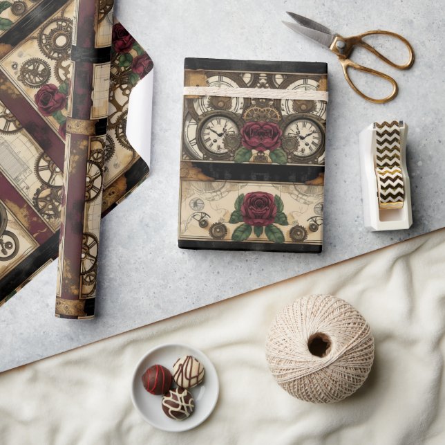 Papel De Presente Mechanical Steampunk Wrapping Paper (Artesanato)