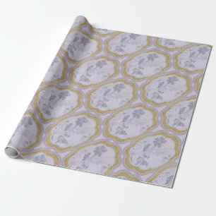 Papel De Presente Medalhão Floral Abstrato