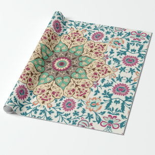 Papel De Presente Medallion Vintage, padrão multicolorido em turco,