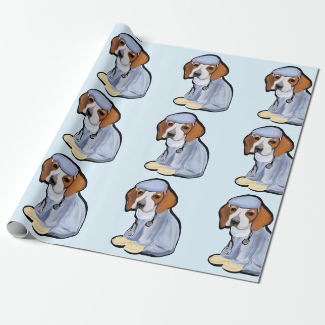 PAPEL DE PRESENTE MÉDICO BEAGLE (Desenrolado)