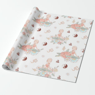Papel De Presente Meditação Zen Yoga Cute Lotus Namaste Gift