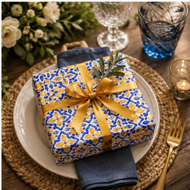 Papel De Presente Mediterranean Lemon Blossom Ceramic Hand Painted  (Criador carregado)