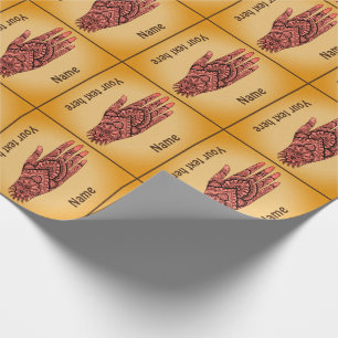 Papel De Presente Mehndi Tatuagem de Mão, Design de Arte Rosa Person