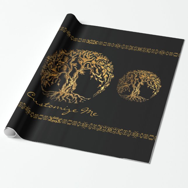 Papel De Presente Mehndi Tree of Life (Henna) (Desenrolado)