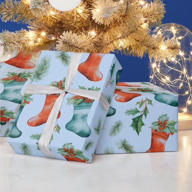 Papel De Presente Meias de Natal Bagas de Inverno Natal (Feriados)