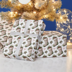 Papel De Presente Meias de Natal Frutas de Inverno
