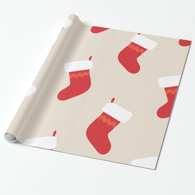 Papel De Presente Meias de Natal Papai Noel Rústico Festa (Desenrolado)